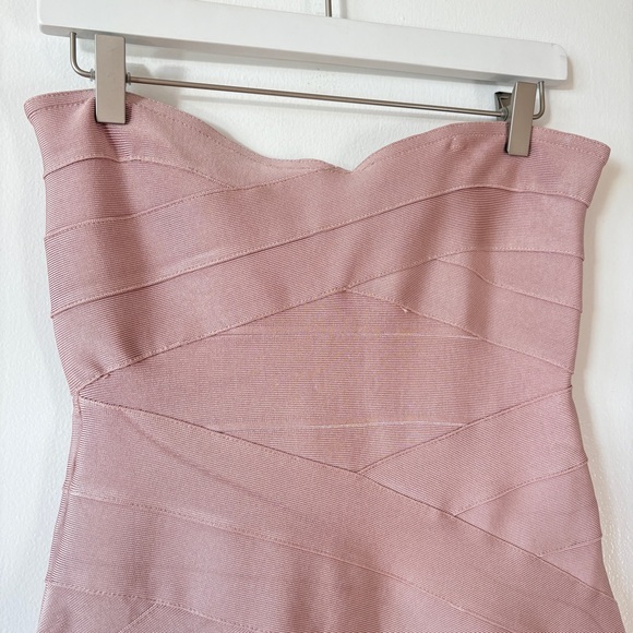 House of CB NWT Leila sz large Strapless Bandage Bodycon Mini Dress pink blush - Picture 5 of 12